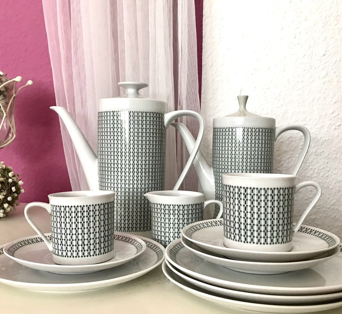 Vintage 60er Porzellan Eschenbach Kaffeeservice Tète a Tète 2 Personen