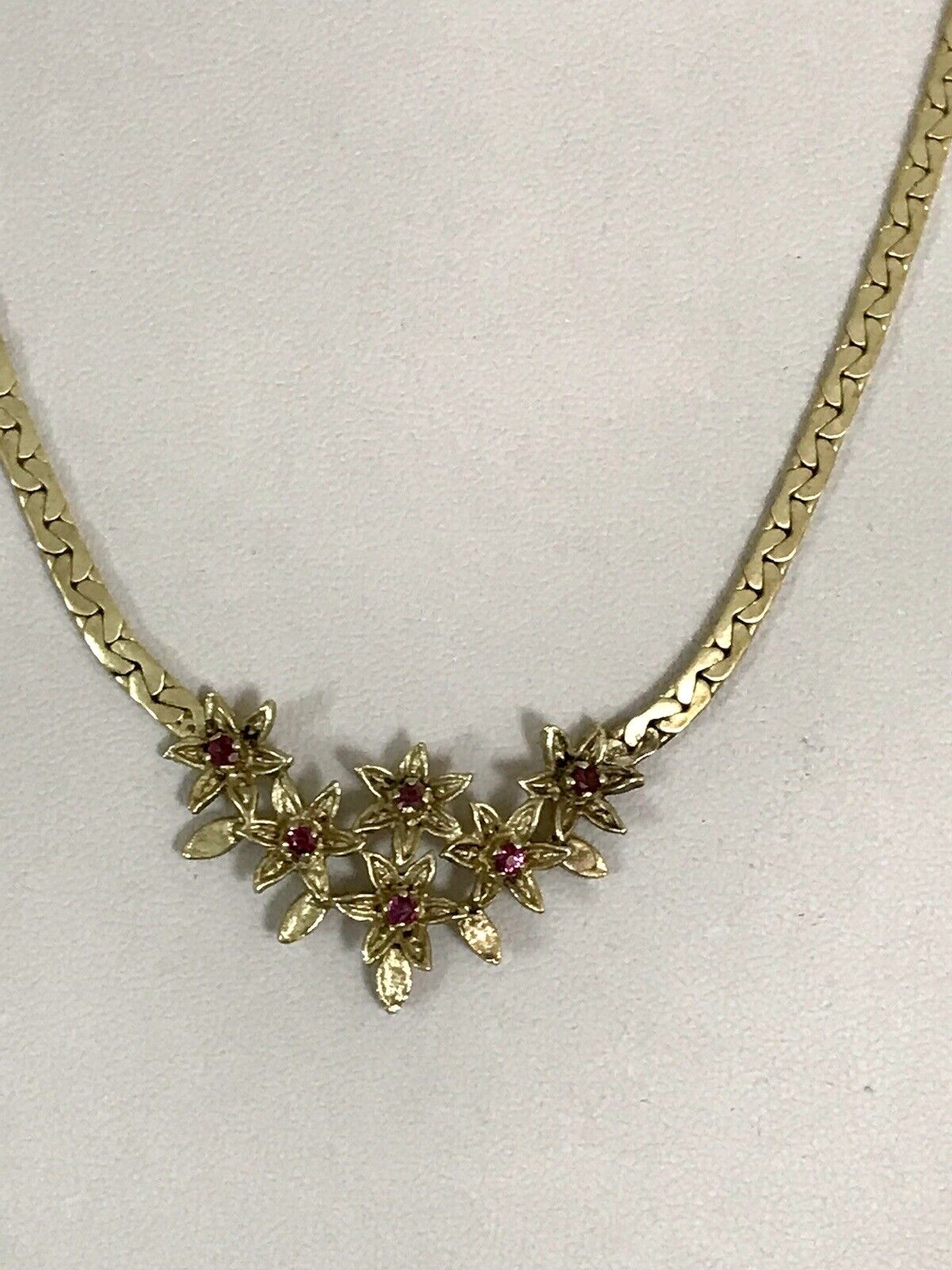 Antik Edel Jugendstil 925 Silber vergoldet Collier Halskette Rubine