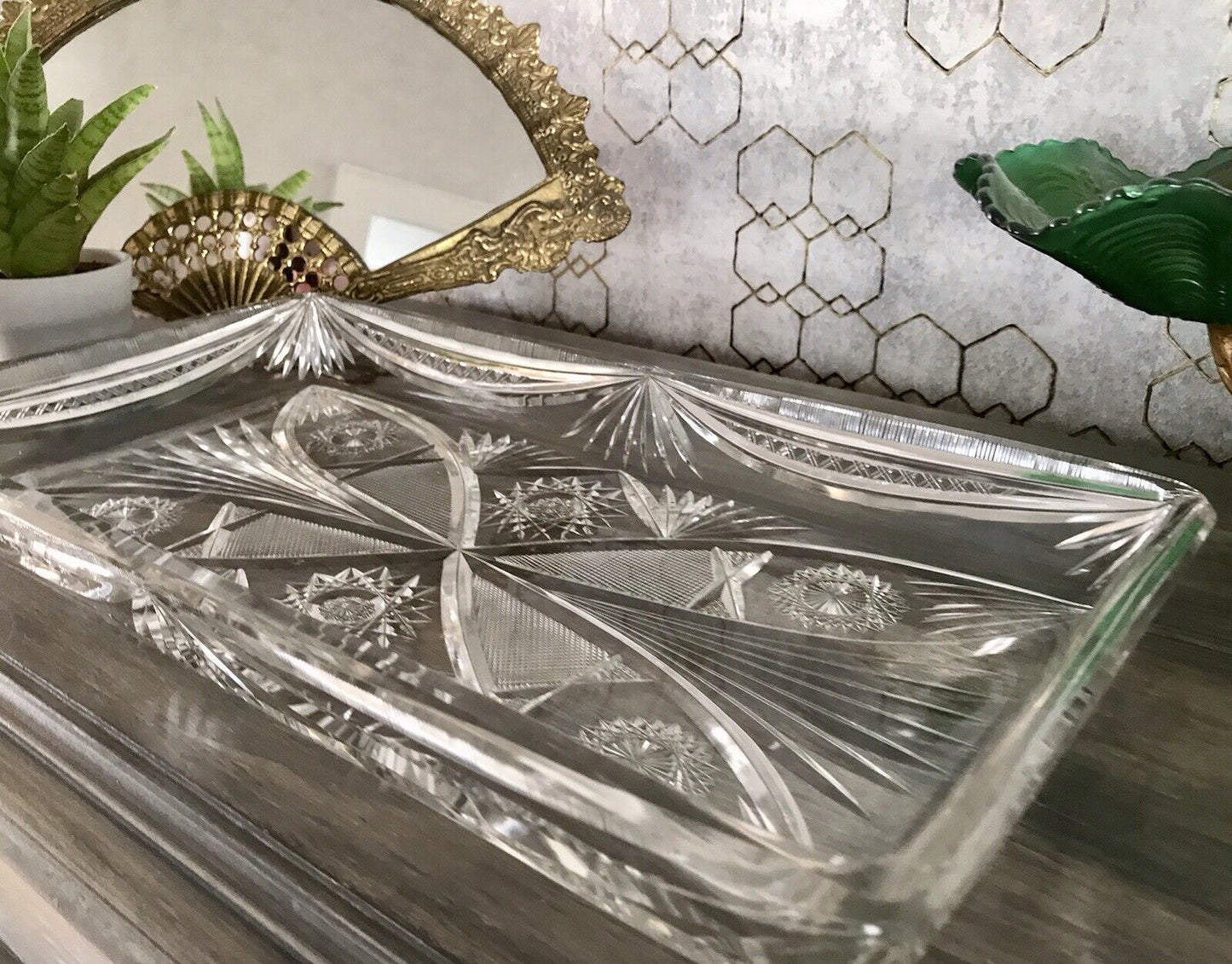 Antik Bleikristall Schale Glasschale Kristallglas Glas Schliff EDEL Groß