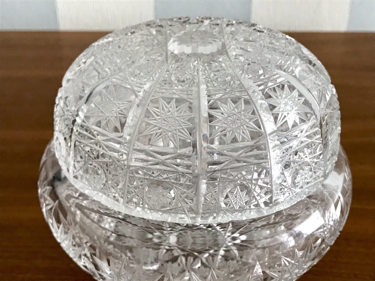 Vintage EDEL Glasdose Schale m. Deckel Bonboniere Kristallglas Schliff