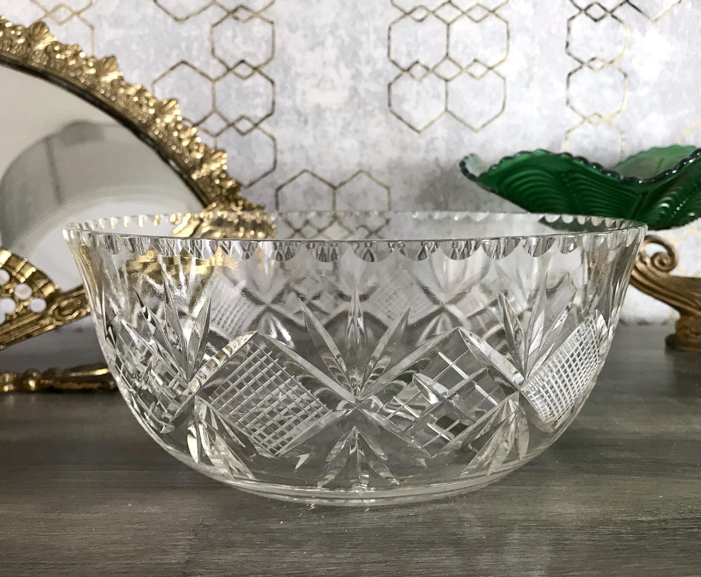 Antik Bleikristall Schale Glasschale Kristallglas Glas edel Salatschale Schlif