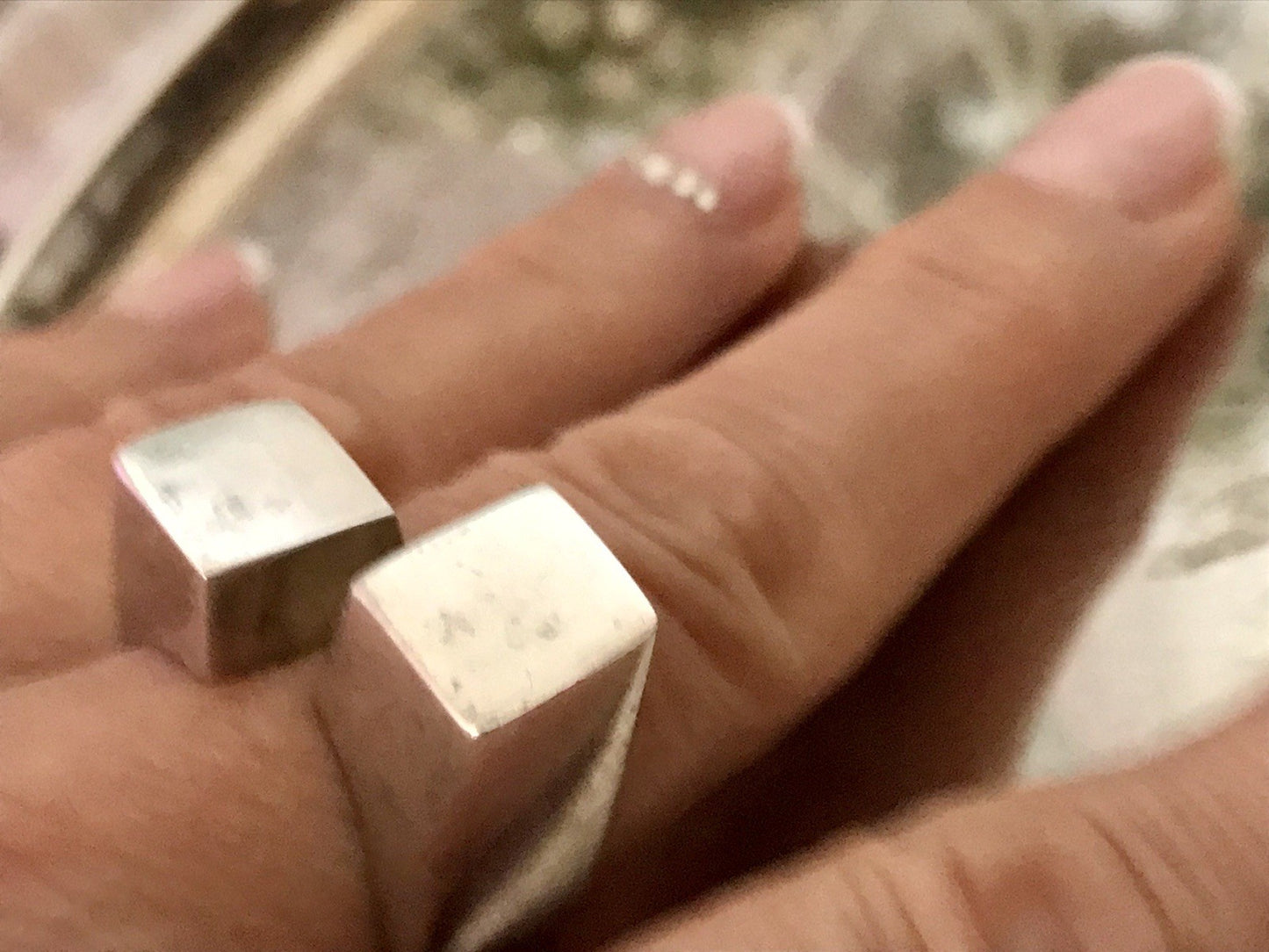 Vintage Modernist Designer DAMEN RING 925 Silber Cube Avantgarde 55 bis 59