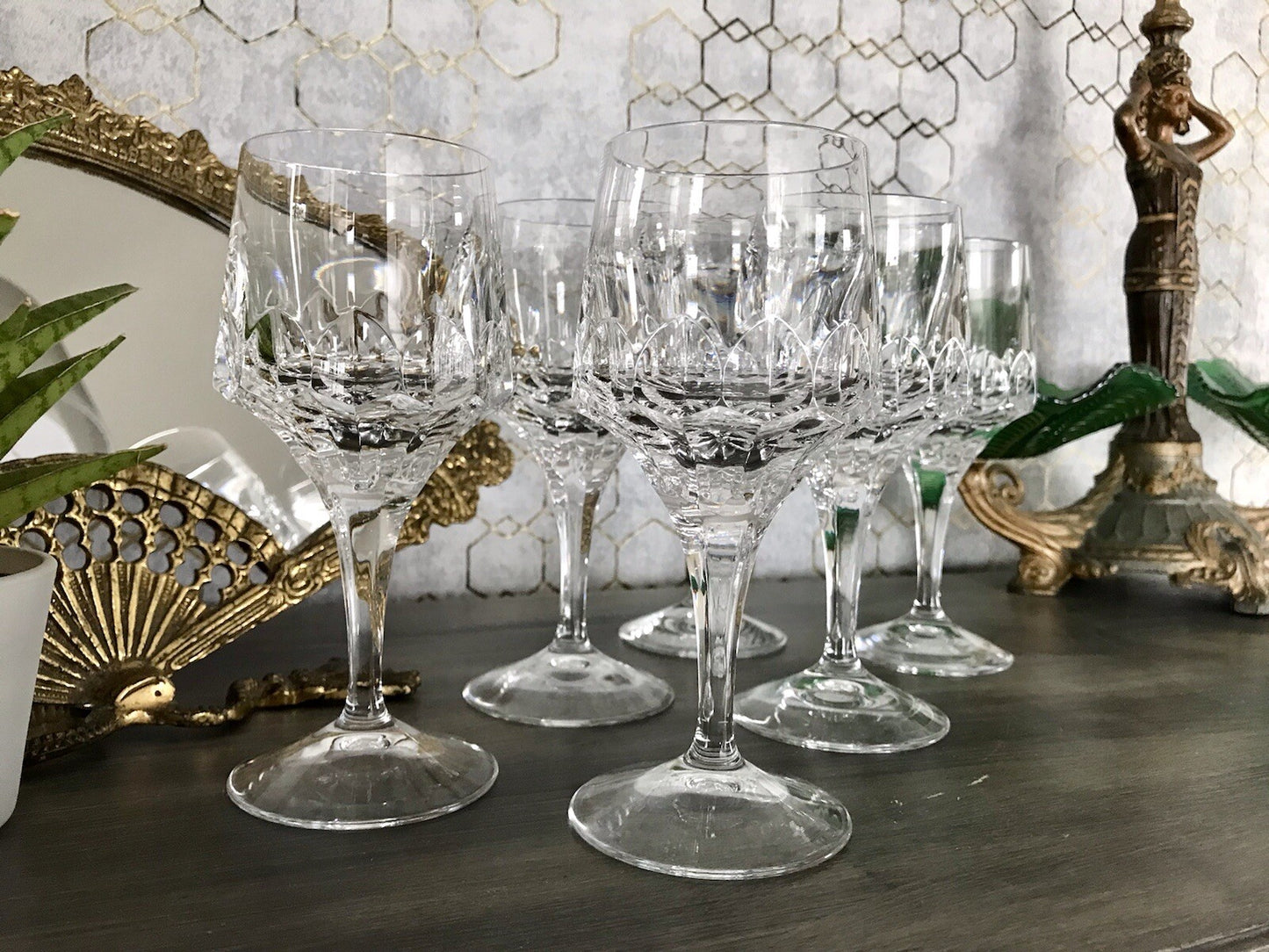 Vintage Edel 6x Weingläser Gläser Kristallglas Peill & Putzler Bleikristall