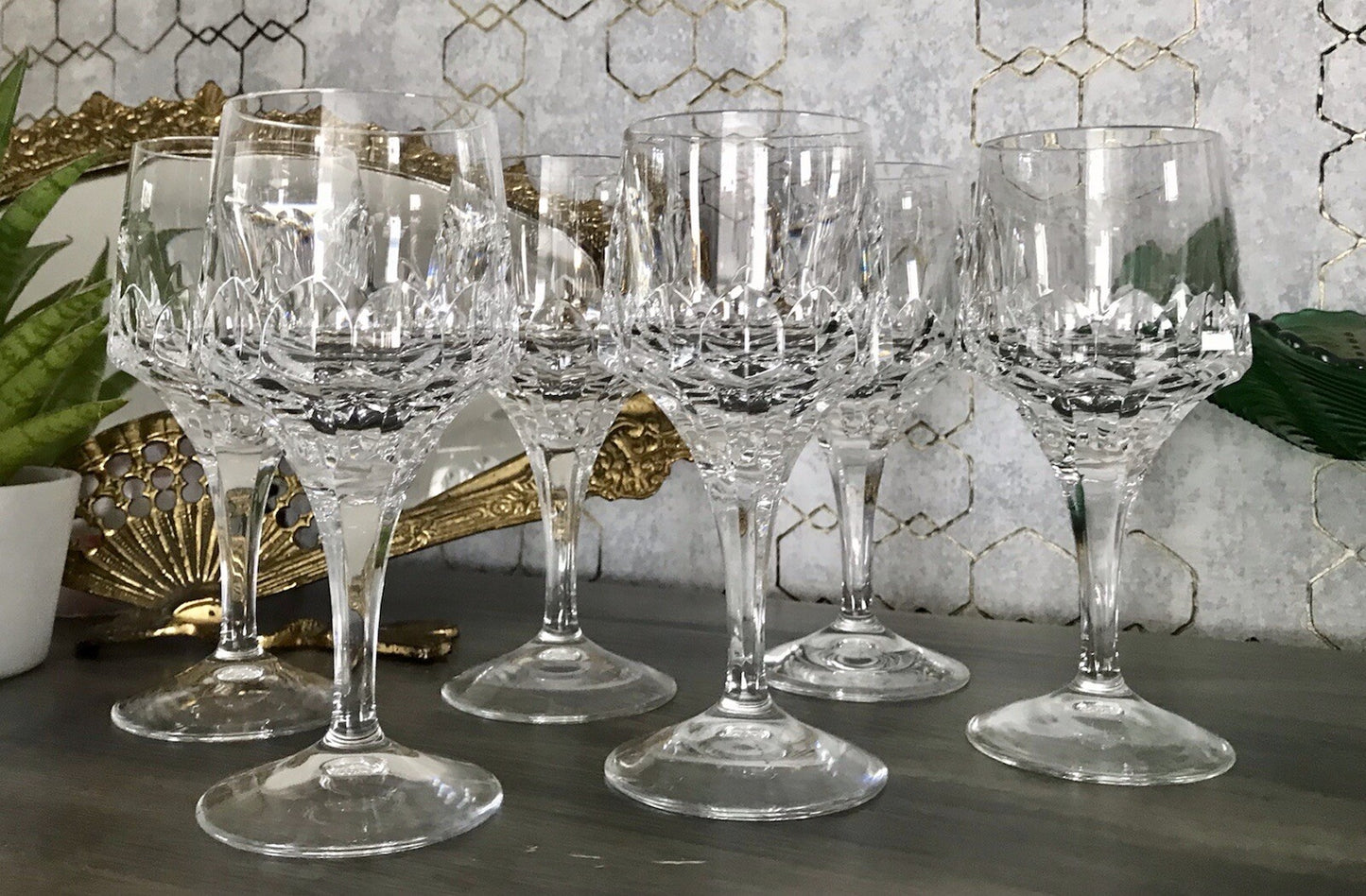 Vintage Edel 6x Weingläser Gläser Kristallglas Peill & Putzler Bleikristall