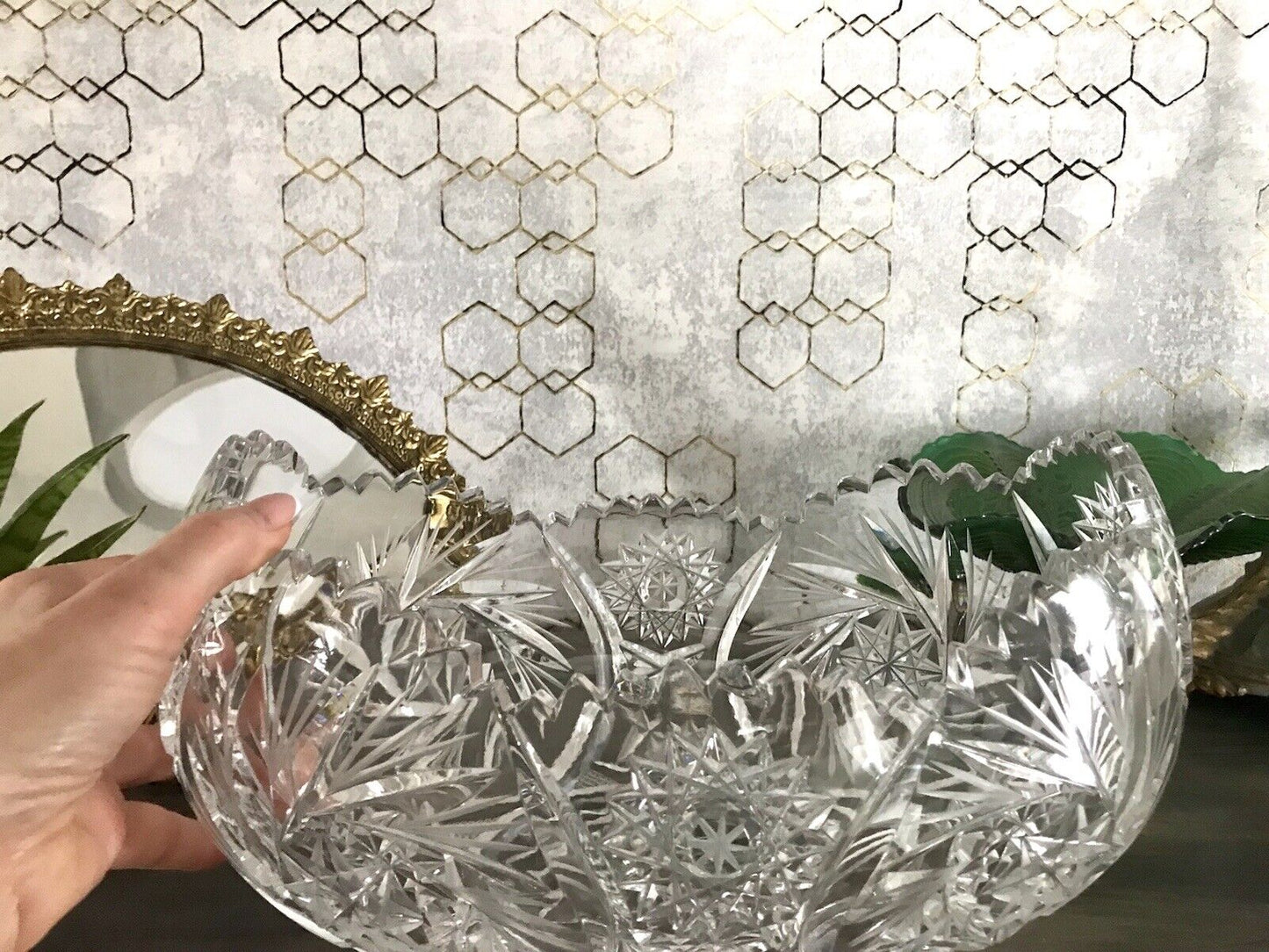 Groß EDEL Bleikristall Schale Glasschale Jardiniere Kristallglas Glas Böhmen