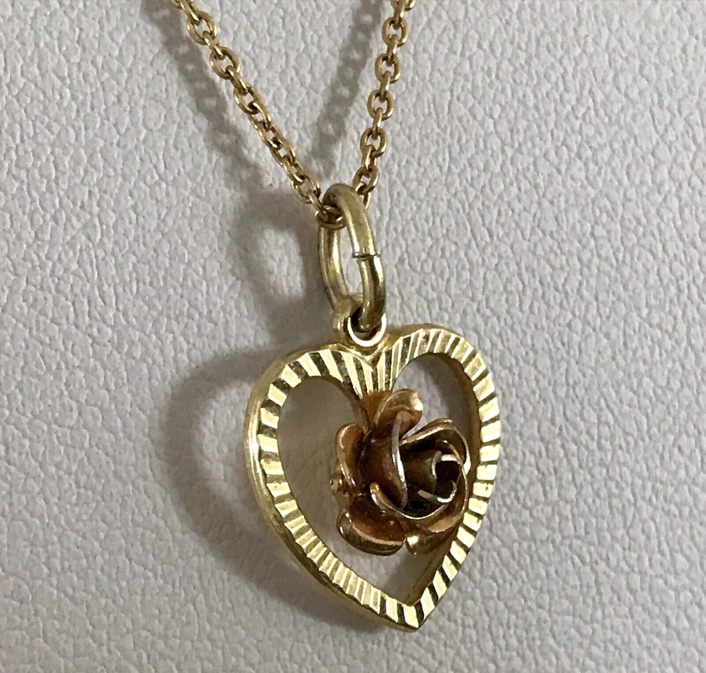 vergoldete 925 Silber Halskette mit vergoldetem Herz Rose Anhänger gold Farbe