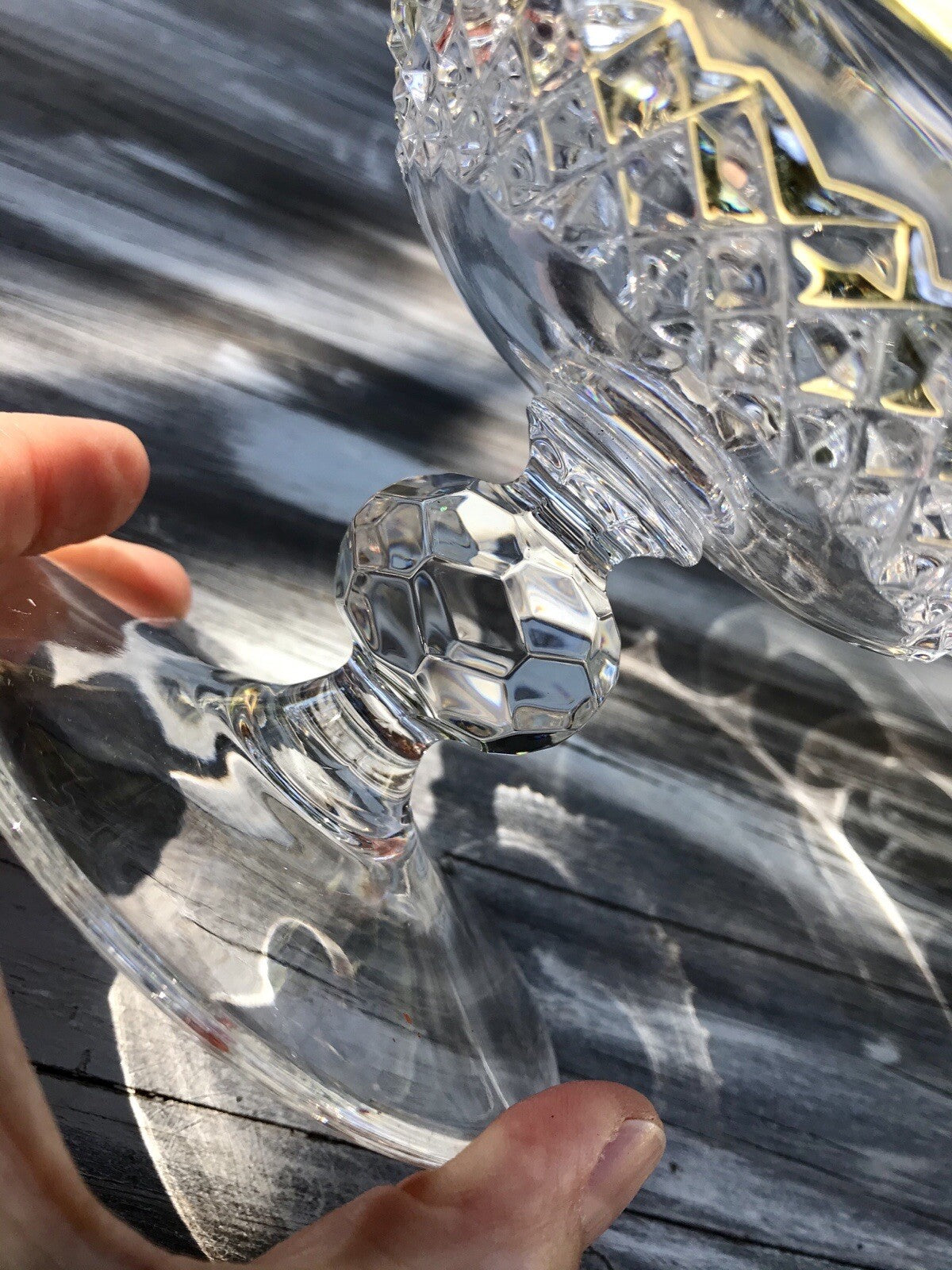 Alt Vintage Bleikristall Schale auf Fuß Glasschale Kristallglas Glas Edel