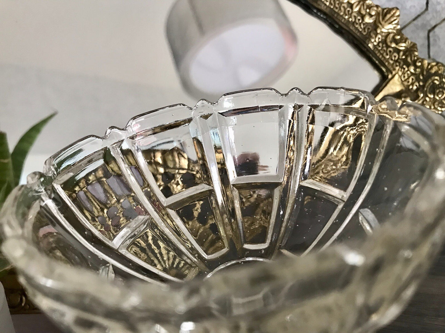 Antik Jugendstil Art Déco Pressglas Glas Fußschale Schale Zuckerschale