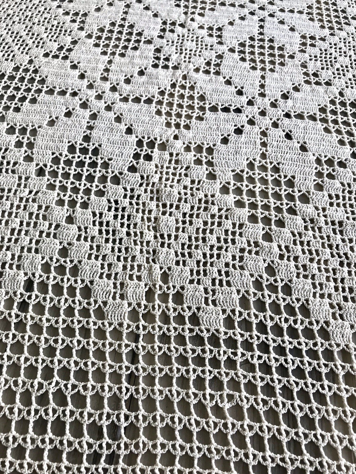 Antik Häkelspitze Tischdecke gehäkelt Creme Baumwolle Spitze Landhaus 170x145