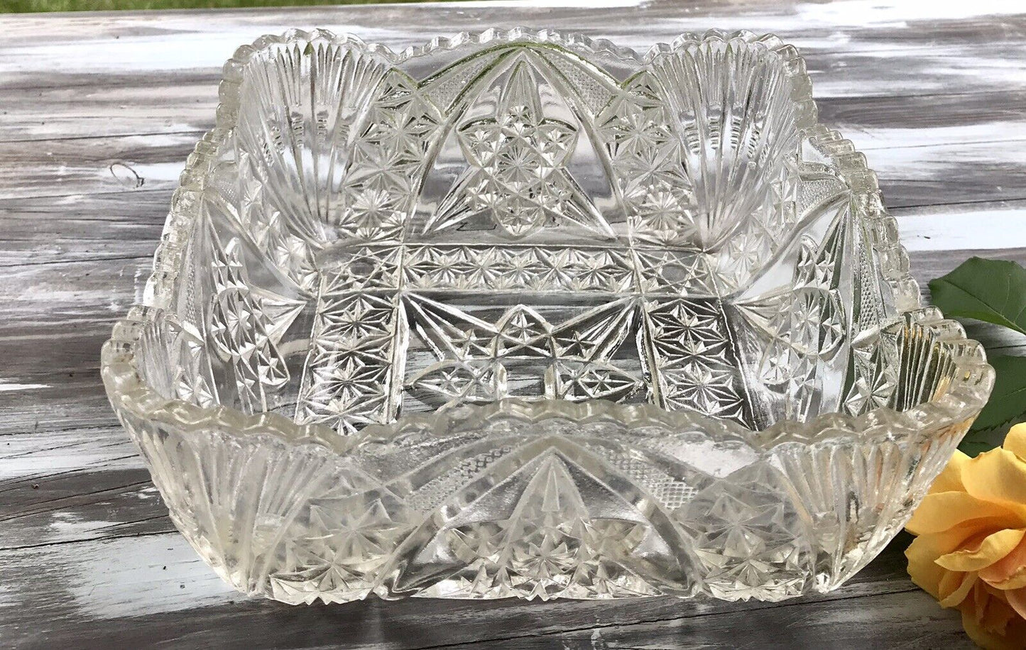 Antik Jugendstil Brockwitz 1915 Pressglas Schale viereckig Zürich Glas So Schön!