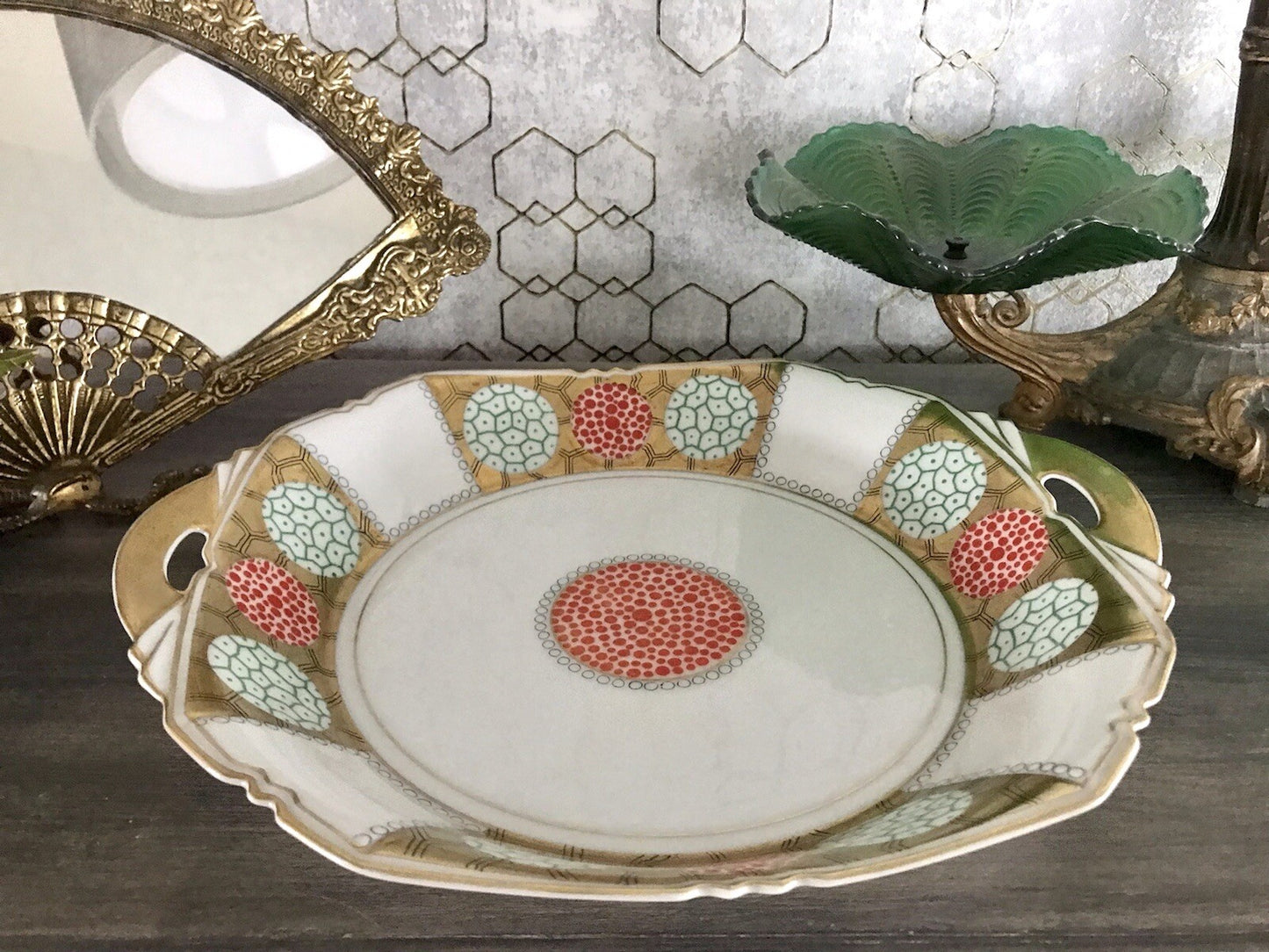 Antik Art Déco Edel Porzellan Zierschale Schale Edelstein Cosima Rienzi