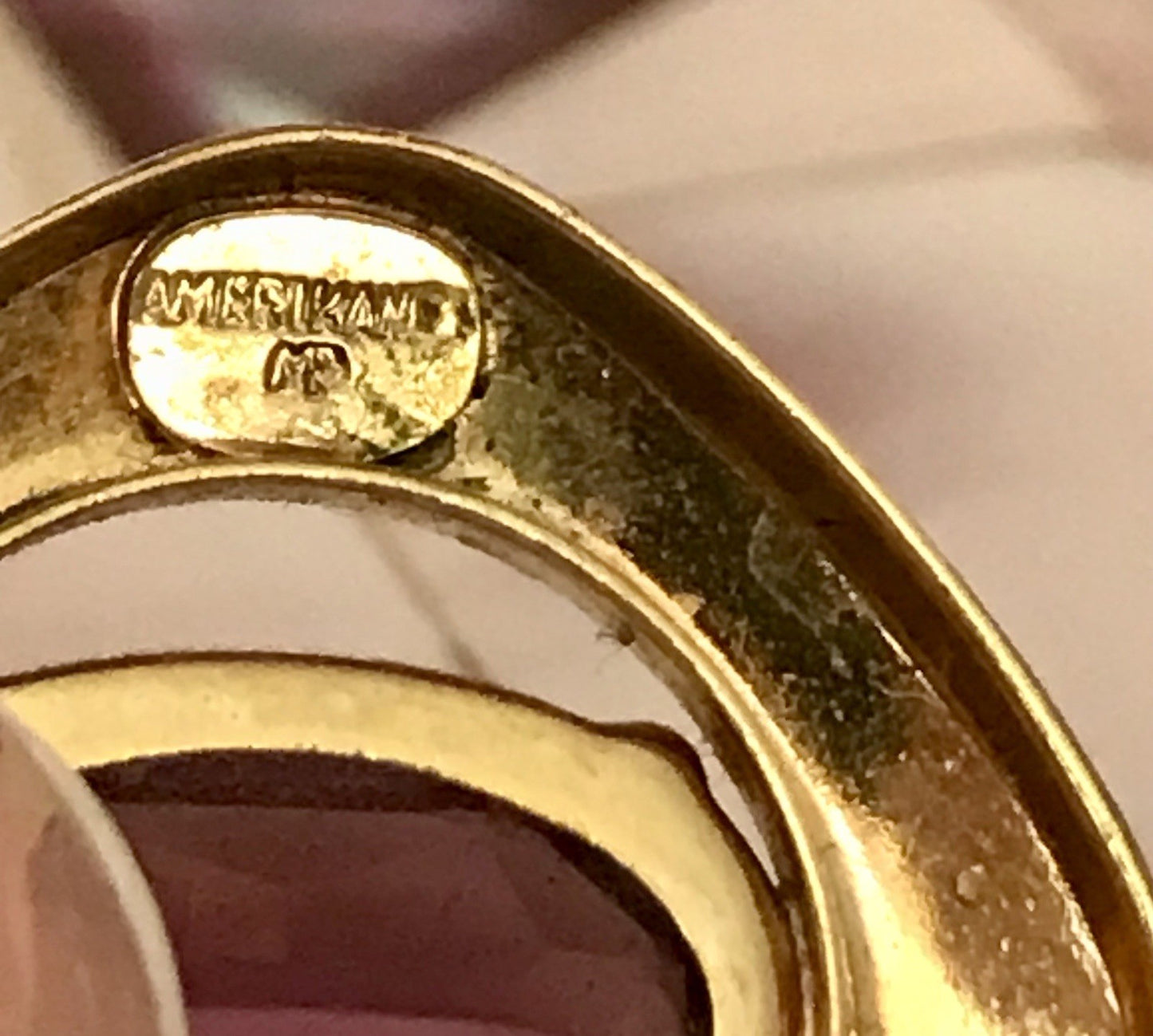 Vintage Designer Anhänger lila Stein Amethyst? Amerik. Doublè vergoldet