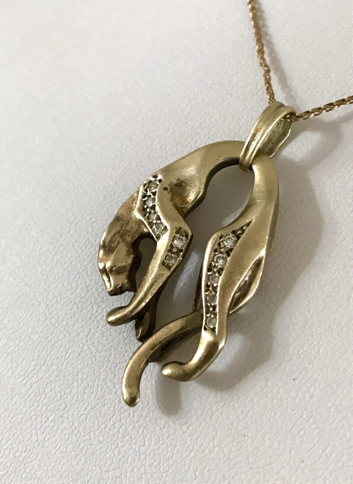 Vintage Edel groß Anhänger 925 Silber Super Design vergoldet hängender Panther