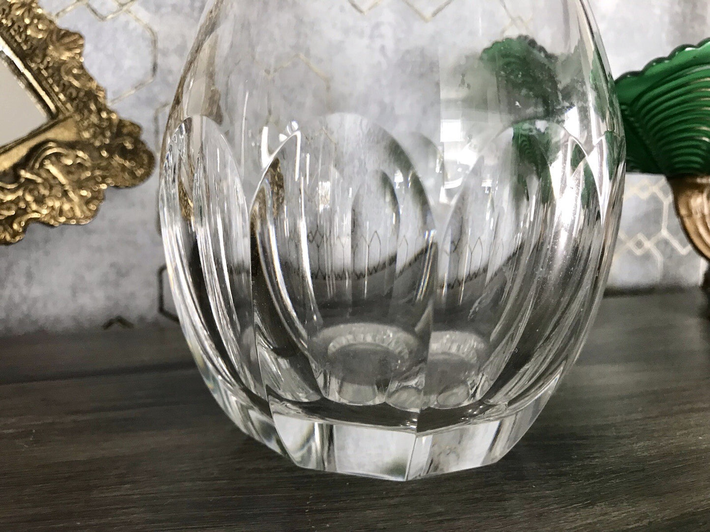 Vintage Art Déco Stil Glaskaraffe Karaffe Bleikristall Edel Stopfen Schälschliff