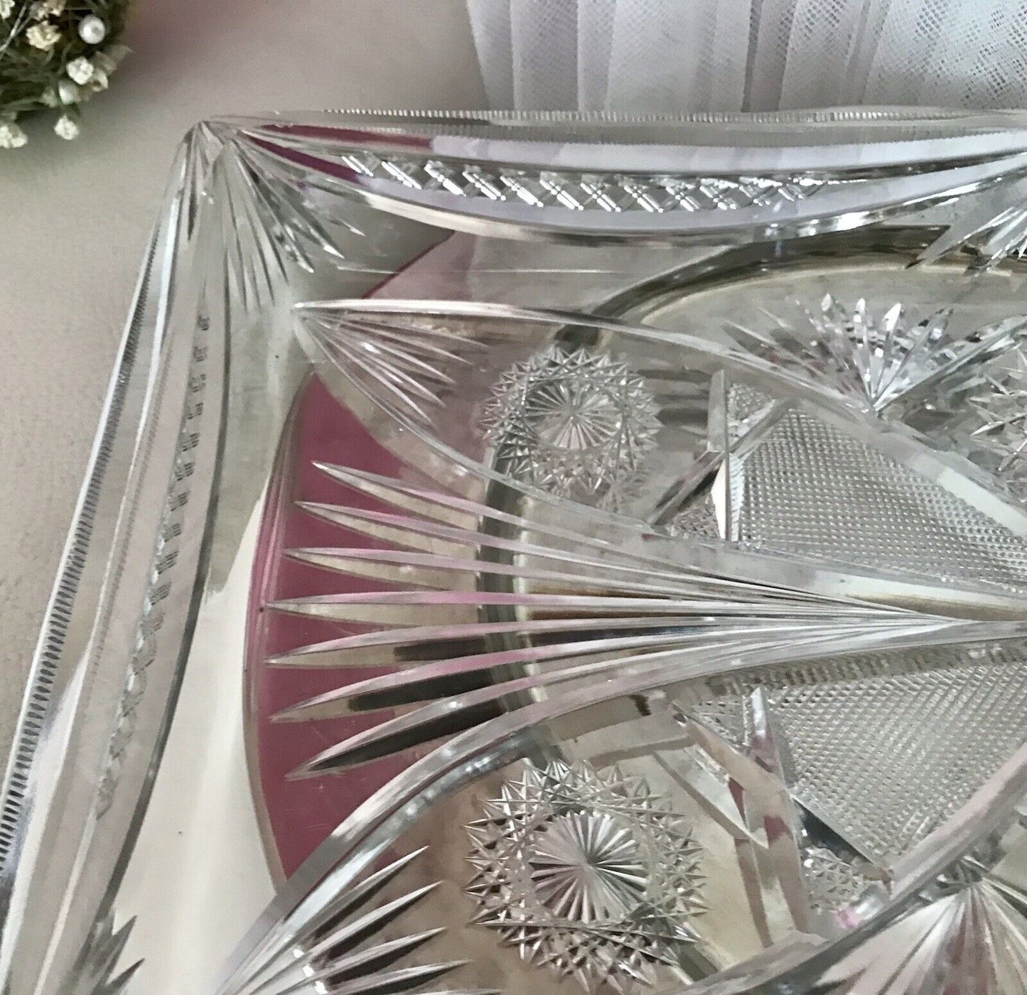 Antik Bleikristall Schale Glasschale Kristallglas Glas Schliff EDEL Groß