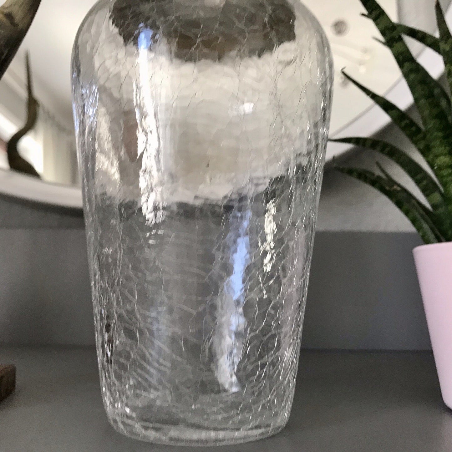 Vintage Glas 60er Craquelée versilbert Montur Getränke Cocktail Shaker