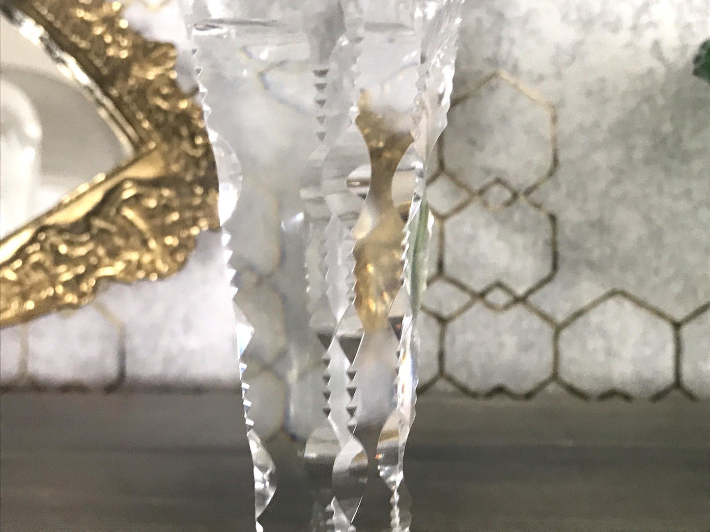 Antik Adenken Glas Pokalglas Kelch Pokalkelch Luftblasen 20.08.1911 Jugendstil