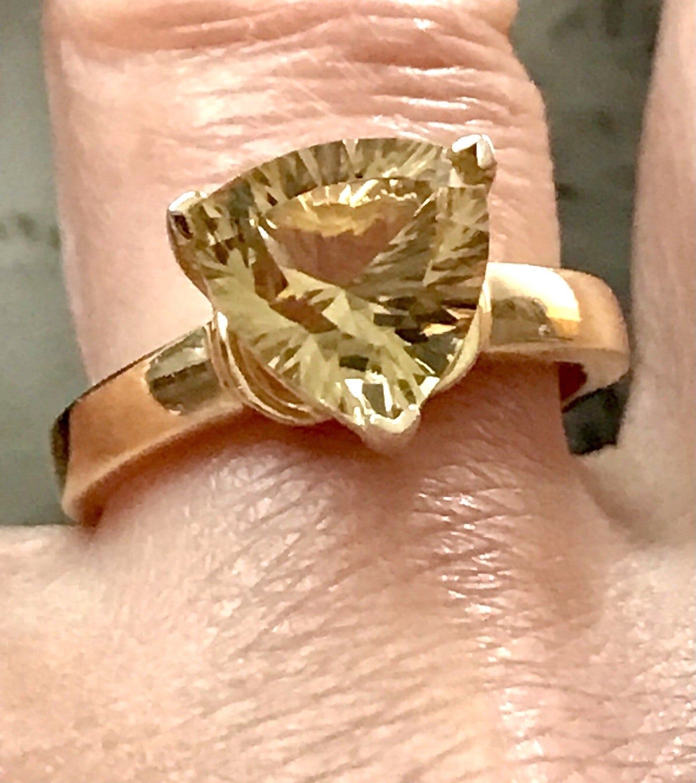 Vintage Ring Citrin? gelber Stein 925 Silber vergoldet Gr.57 18,1