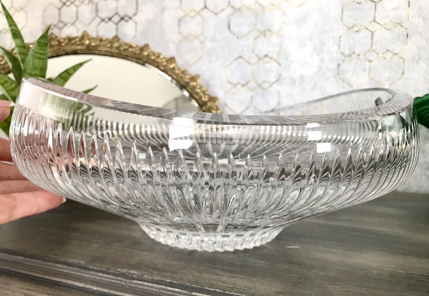Vintage EDEL Bleikristall Schale Glasschale Kristallglas Glas Groß Schliff
