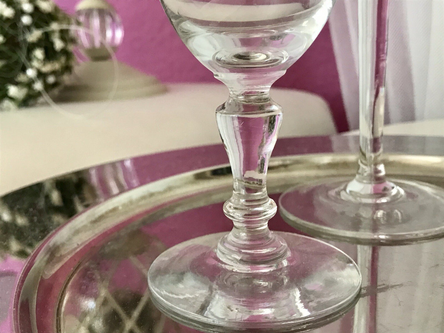 Konvolut Antik 3 Gläser Weinglas Sektglas Likörglas gerippt Ätzglas Jugendstil