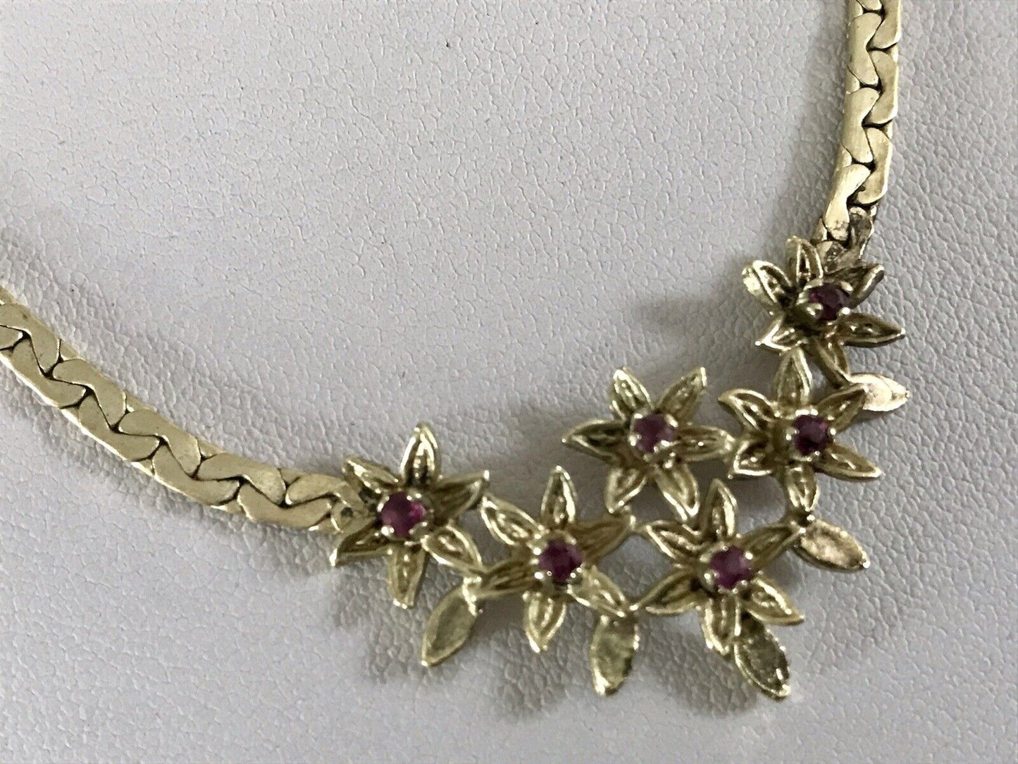 Antik Edel Jugendstil 925 Silber vergoldet Collier Halskette Rubine