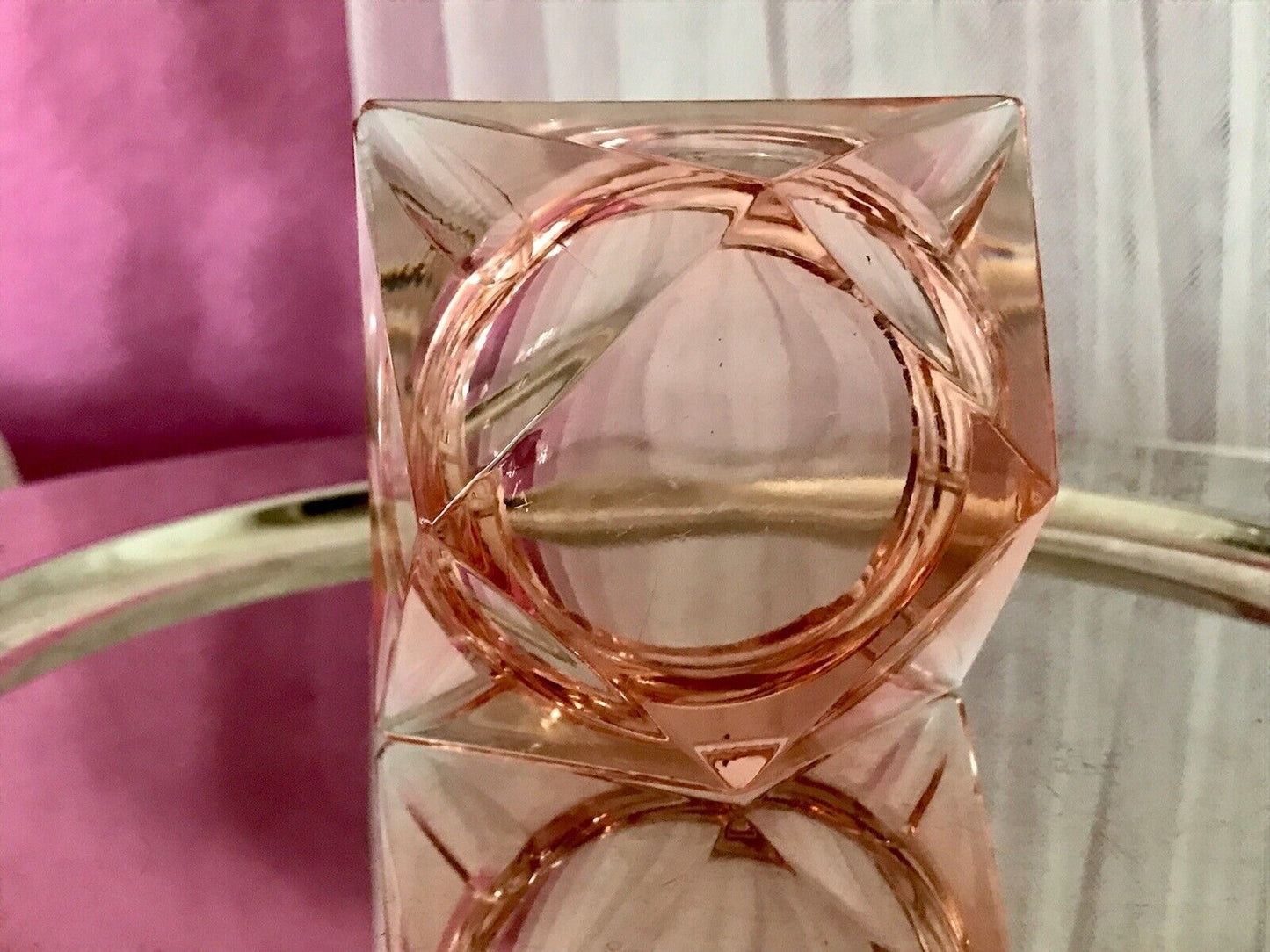 Antik Art Déco Aschenbecher Ascher Rosalin Pressglas Glas geometrisiert