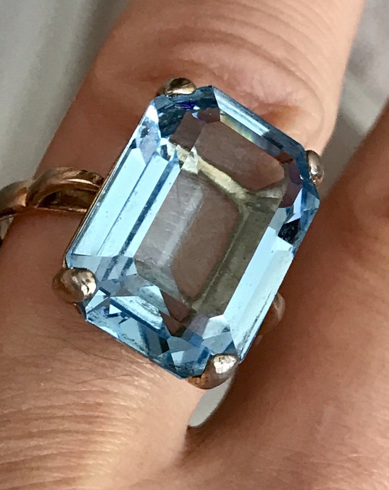 Vintage alt Damen Ring blauer Stein Silber vergoldet 925 Gr.59 18,8 wunderschön!