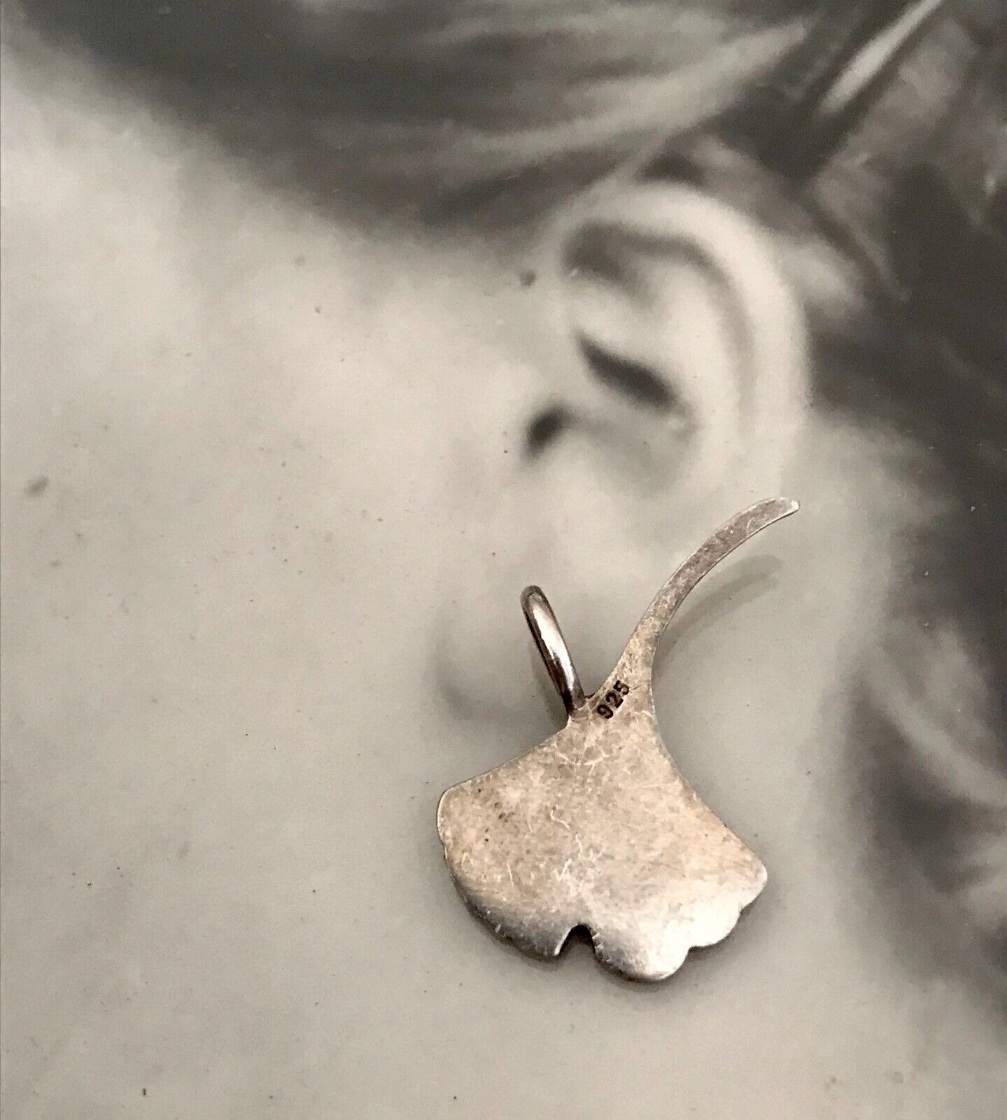 Antik alt Anhänger Kettenanhänger 925 Silber Gingko Blatt EDEL