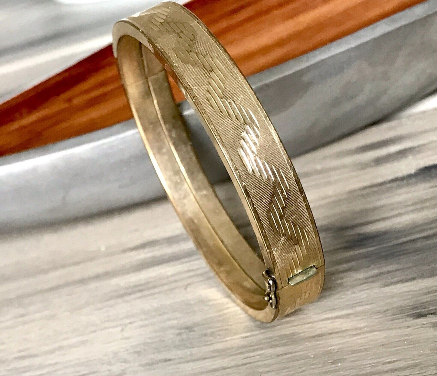 Antik Vintage Armband Armreif Klapp- Armspange Amerik. Doublè vergoldet gold