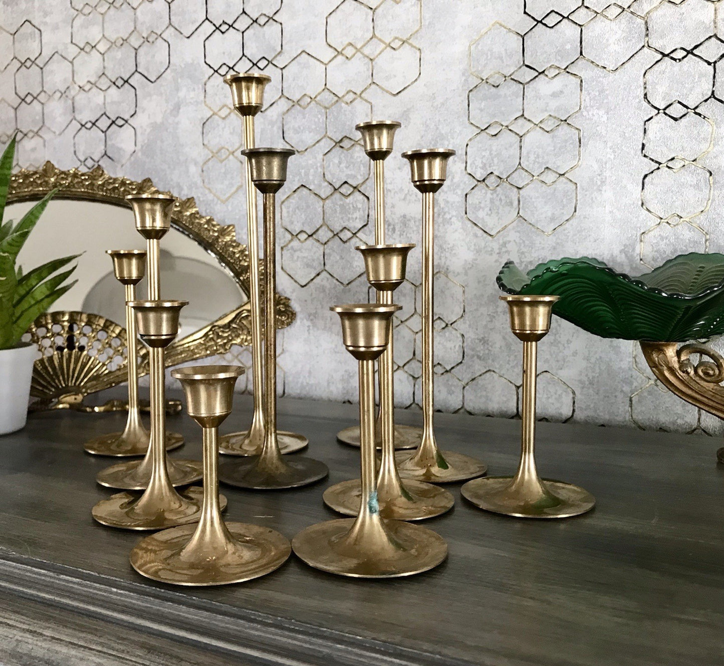 Vintage Alt 11 Kerzenständer Kerzenhalter Messing Leuchter Tulpen 6 Größen