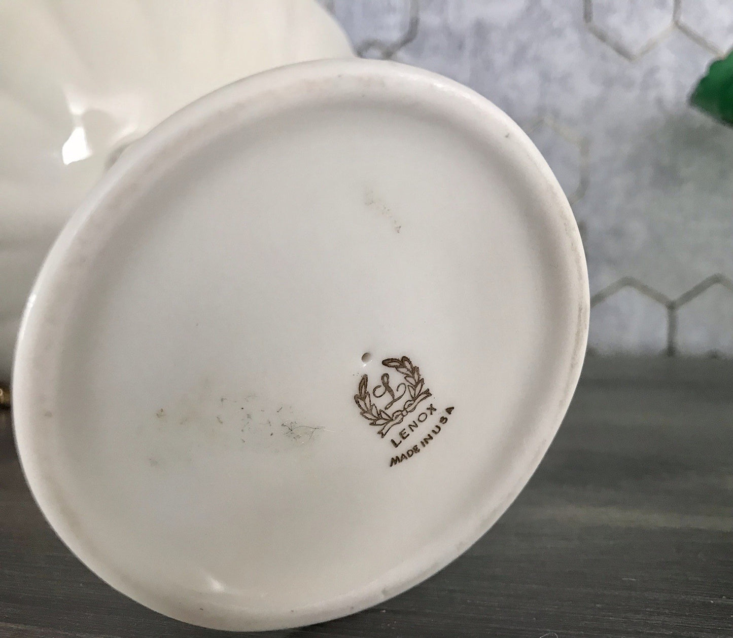 Antik Porzellan Fußschale Schale auf Fuß USA Lenox elfenbein gold Blume