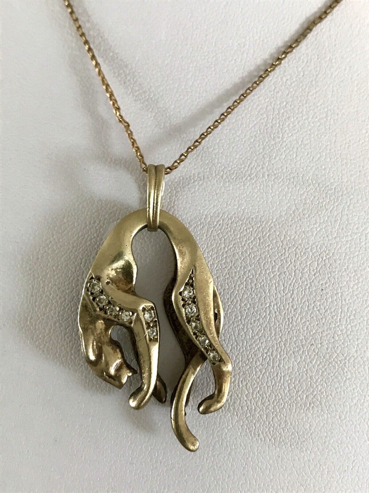 Vintage Edel groß Anhänger 925 Silber Super Design vergoldet hängender Panther
