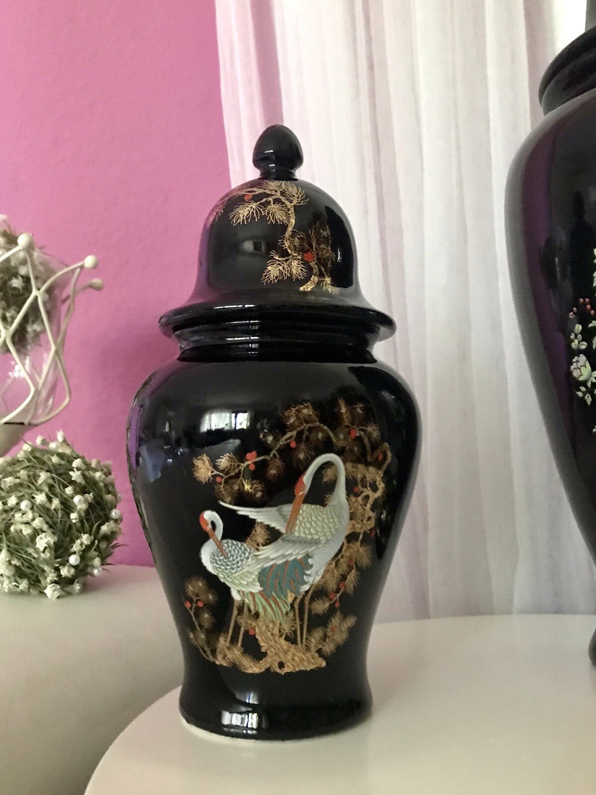 Vintage 1 Porzellan Prunkvase Deckelvase Vase Italien MCModernistisch schwarz