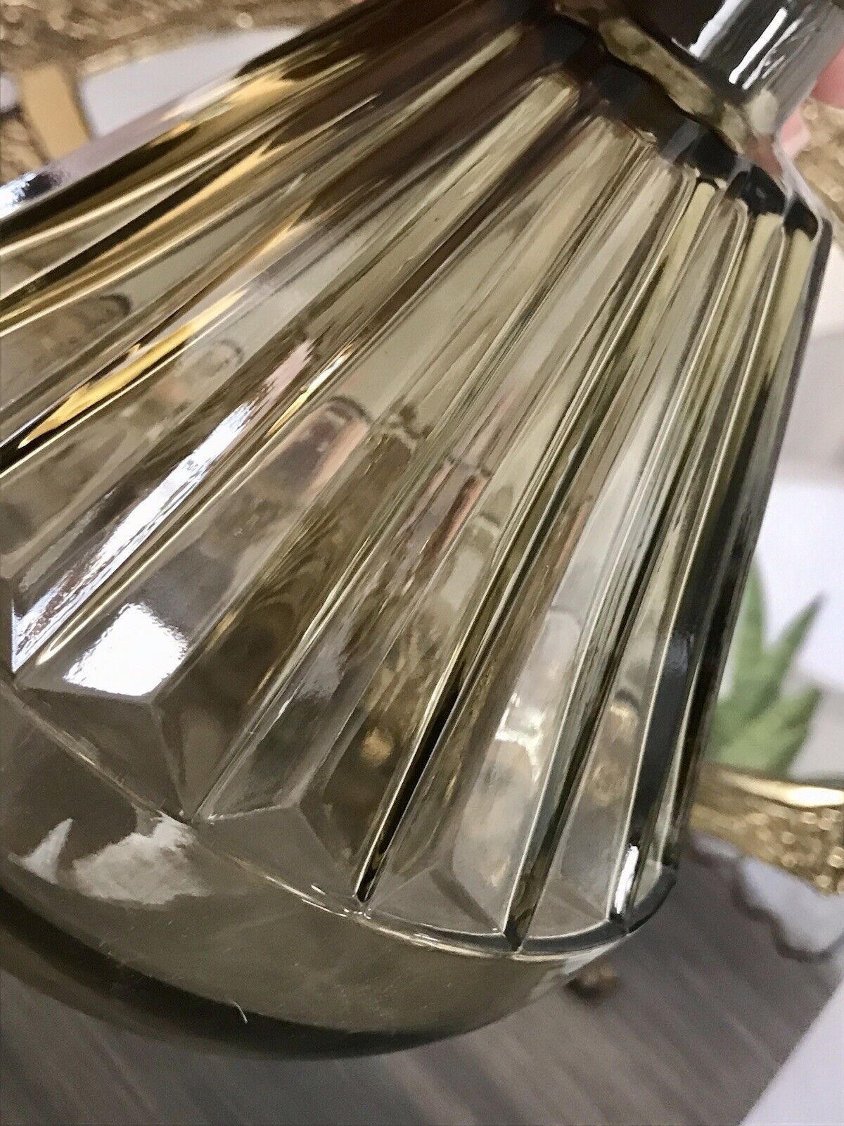 Antik Art Déco Bauhaus Glas Karaffe Dekanter Rauchglas wundervoll