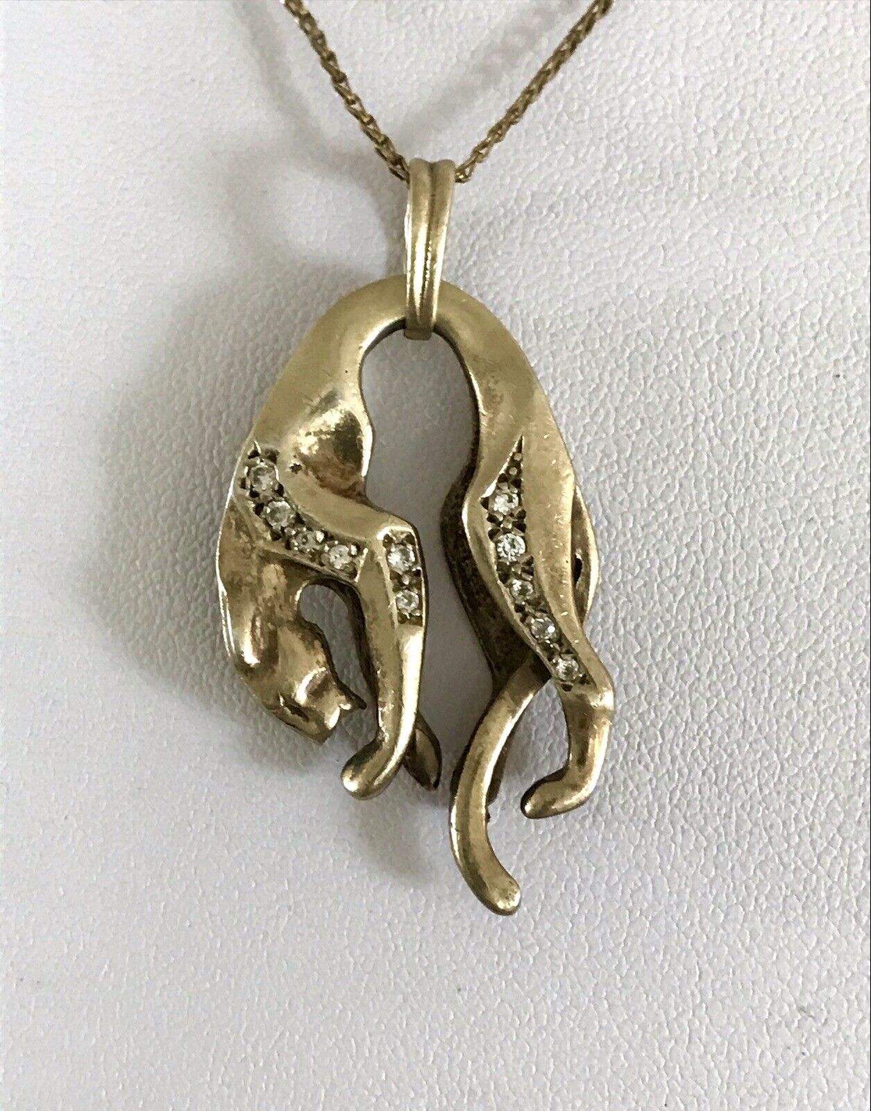 Vintage Edel groß Anhänger 925 Silber Super Design vergoldet hängender Panther