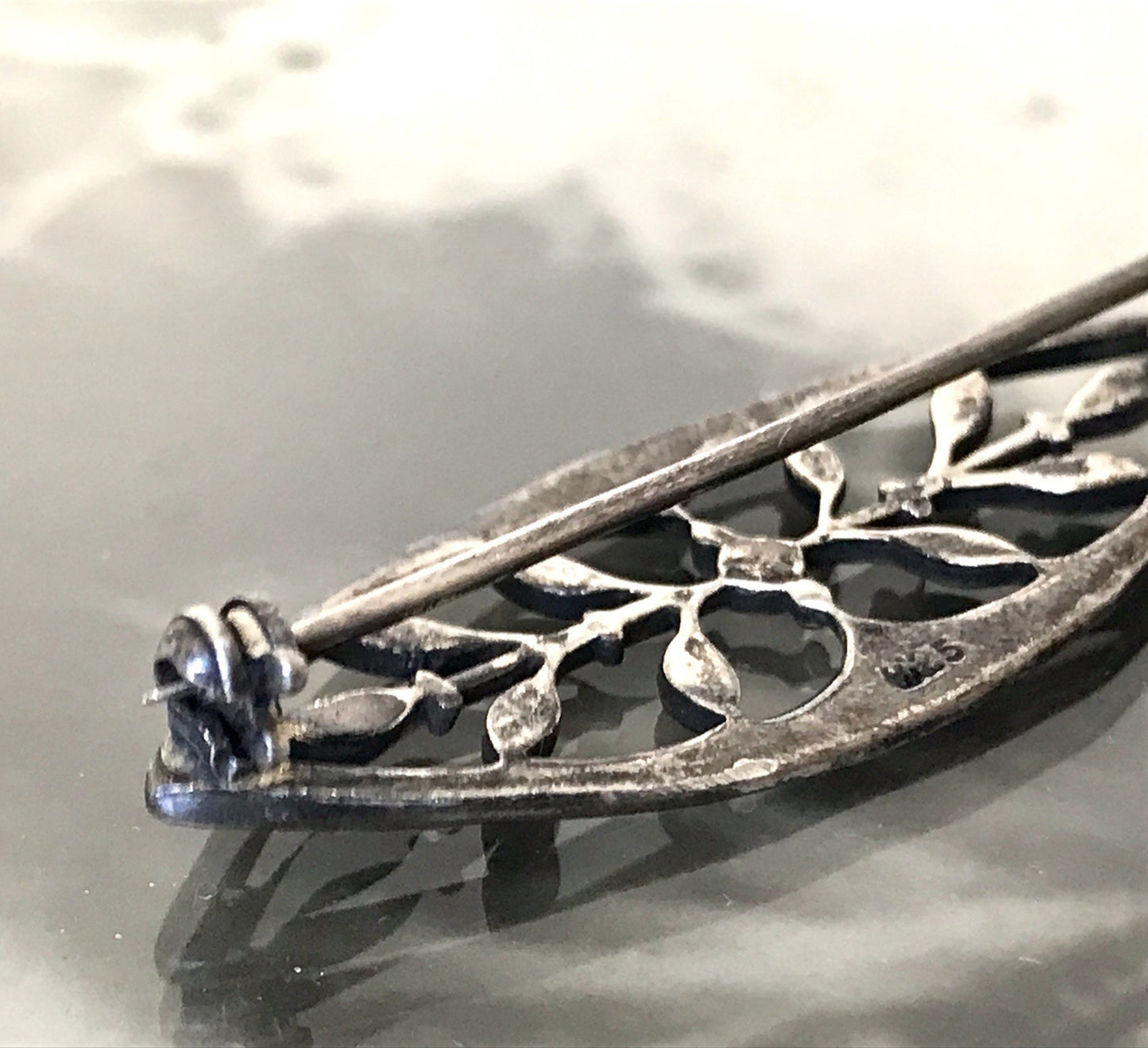 Antik reines Jugendstil Brosche 835 Silber Markasite WUNDERVOLLE ARBEIT!