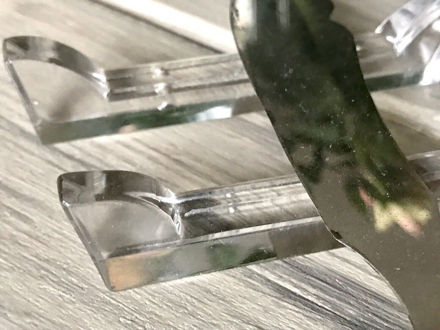 Alt Antik 8+1 französische Art Déco Messerbänkchen Kristallglas Glas