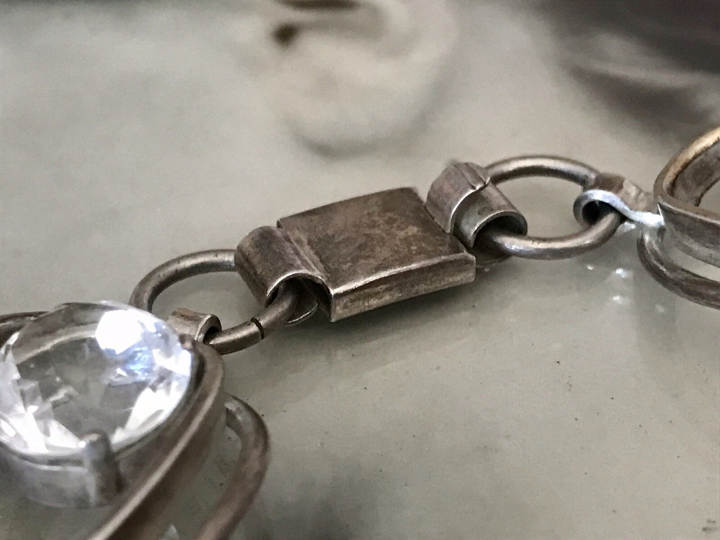 Alt Vintage 60er Armband 835 Silber farblose Steine wunderschön!