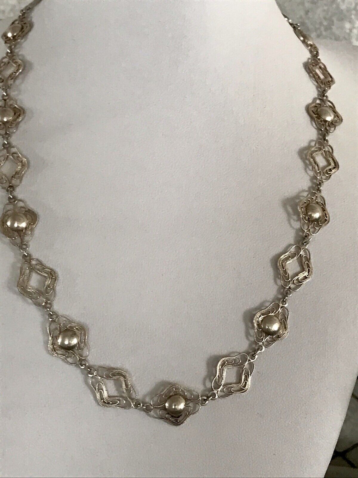 Alt Vintage Edel 835 Silber Collier Halskette