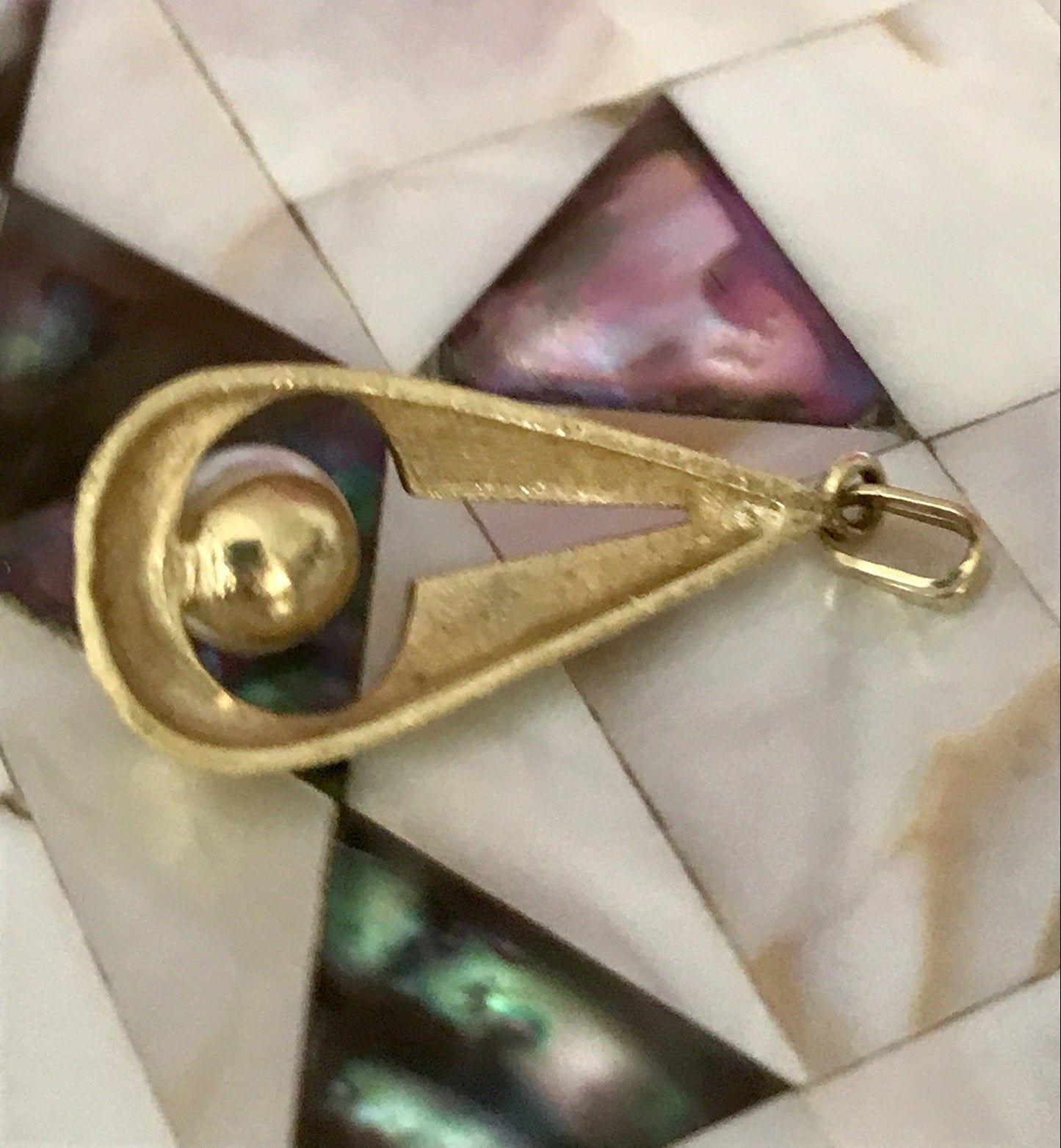 Vintage Designer Anhänger Perle Amerik. Doublè vergoldet