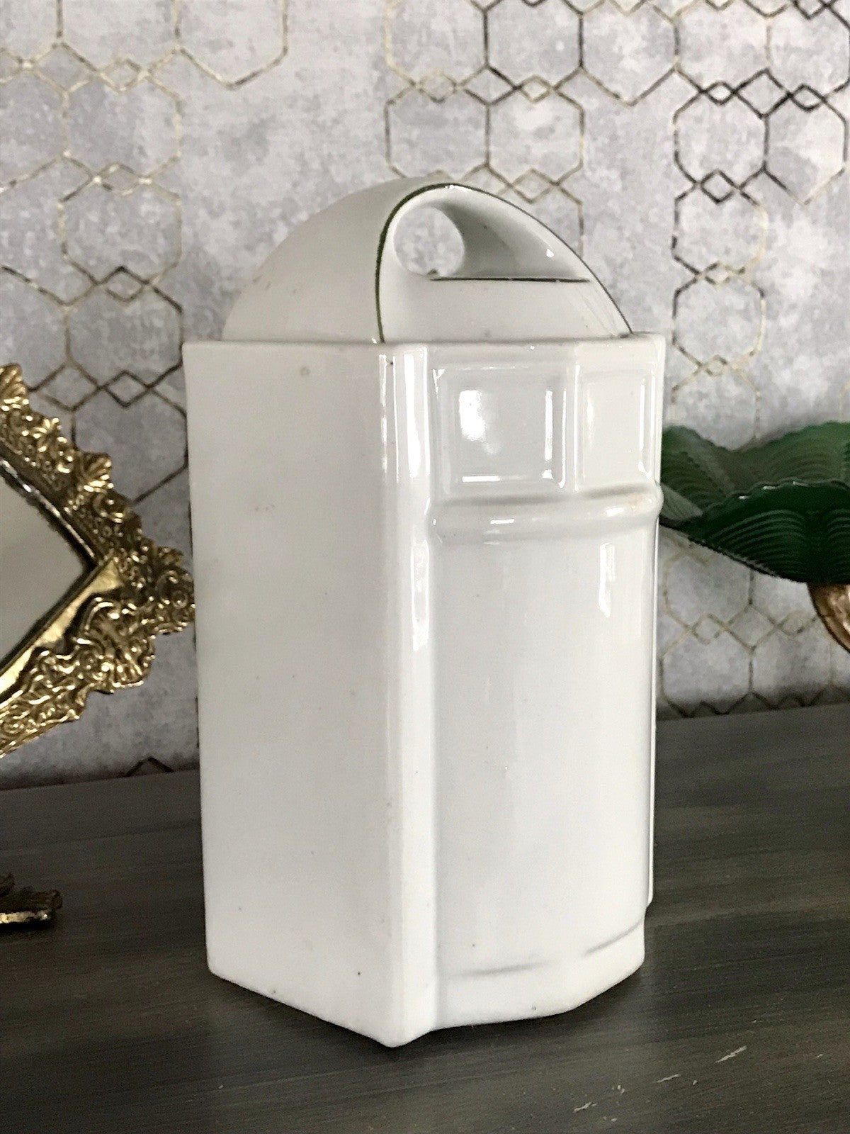 Antik Porzellan Dose Vorratsgefäß Vorratsdose Gries Rosen Jugendstil Art Déco