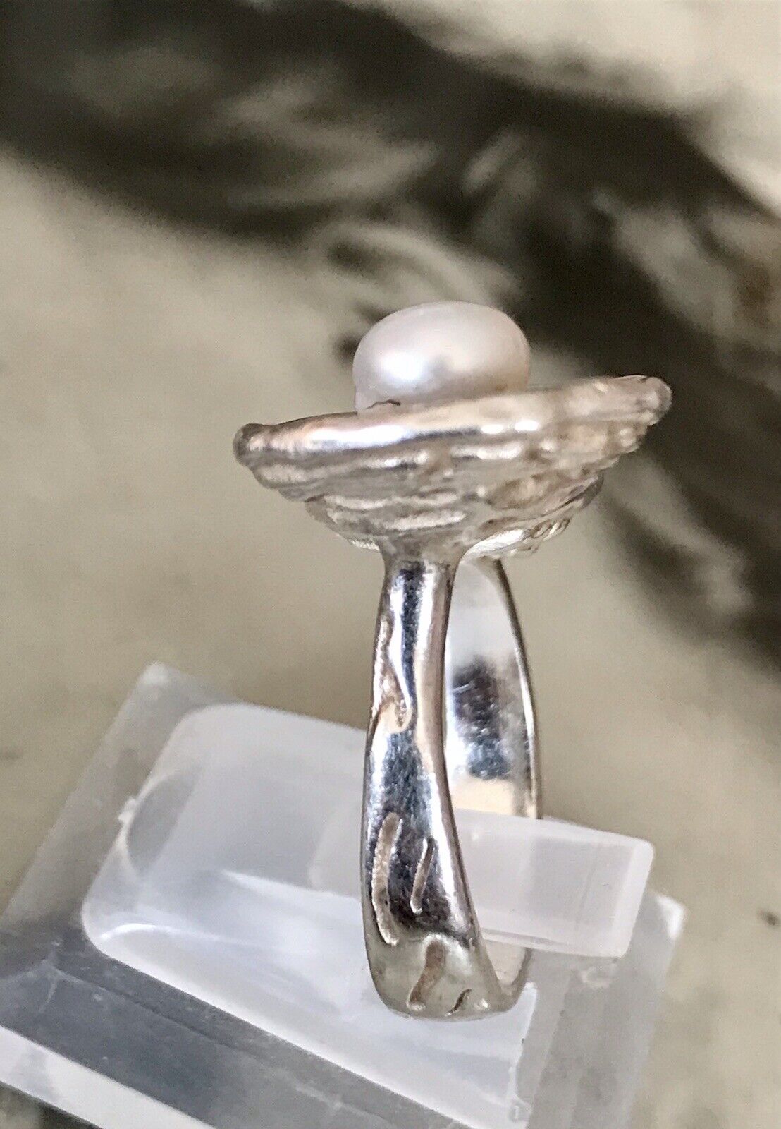 Vintage Modernist Designer DAMEN RING 925 Silber ADK Gr.58- 60 Perlen