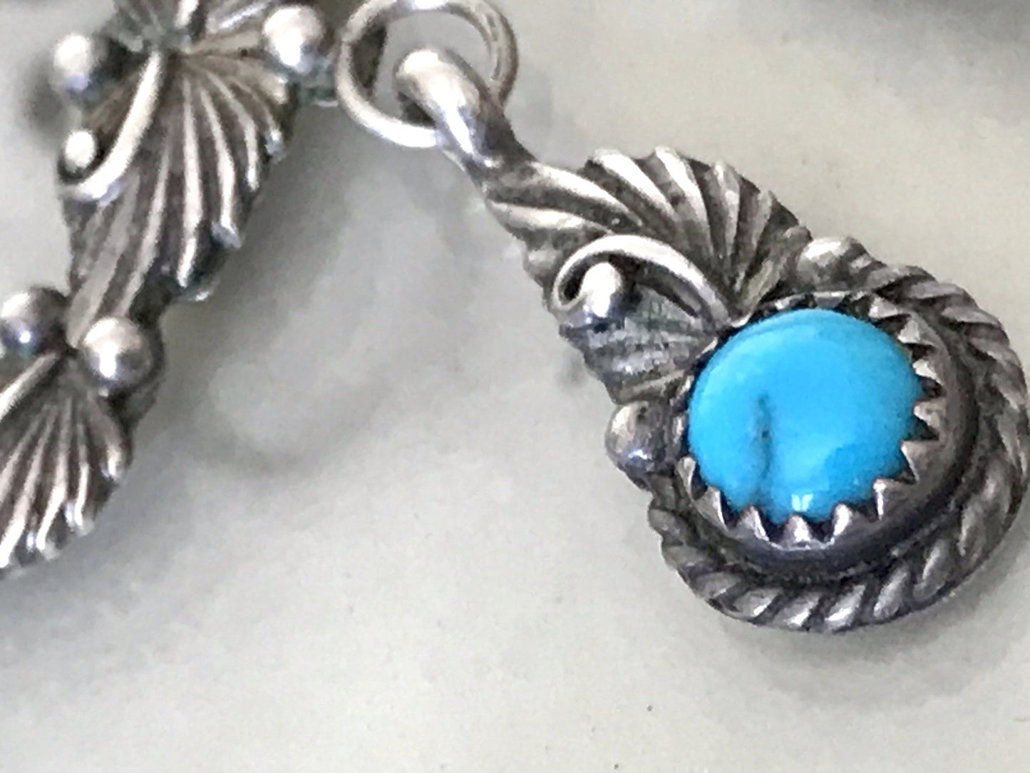 Antik alt 925 Sterling Silber Collier Halskette Türkis
