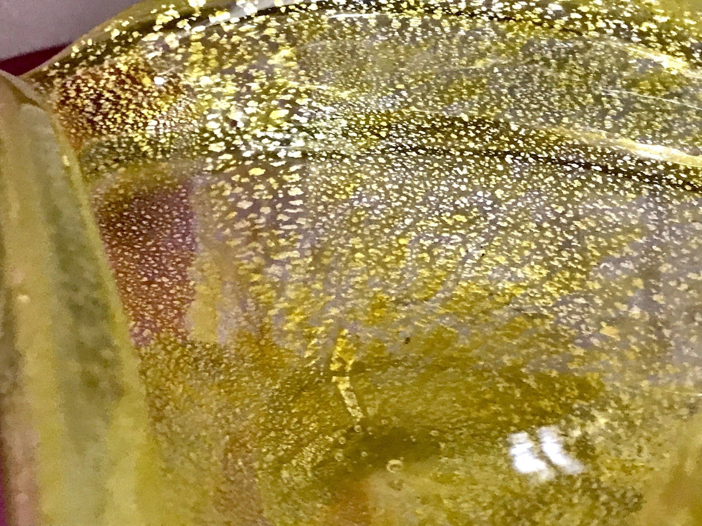 Murano 60er 70er Jahre Aschenbecher Schale Glas gelb So Schön! schillernd