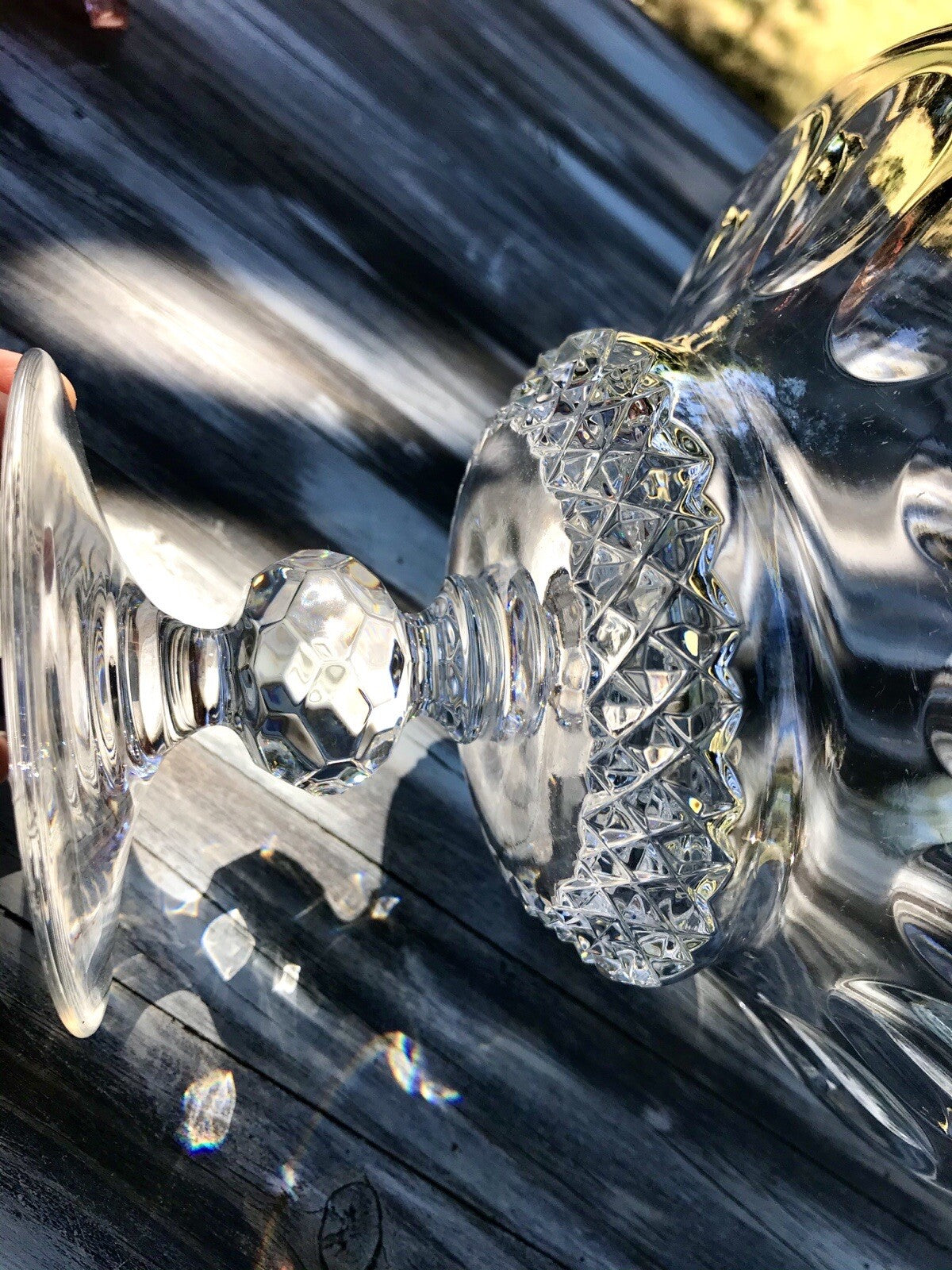 Alt Vintage Bleikristall Schale auf Fuß Glasschale Kristallglas Glas Edel