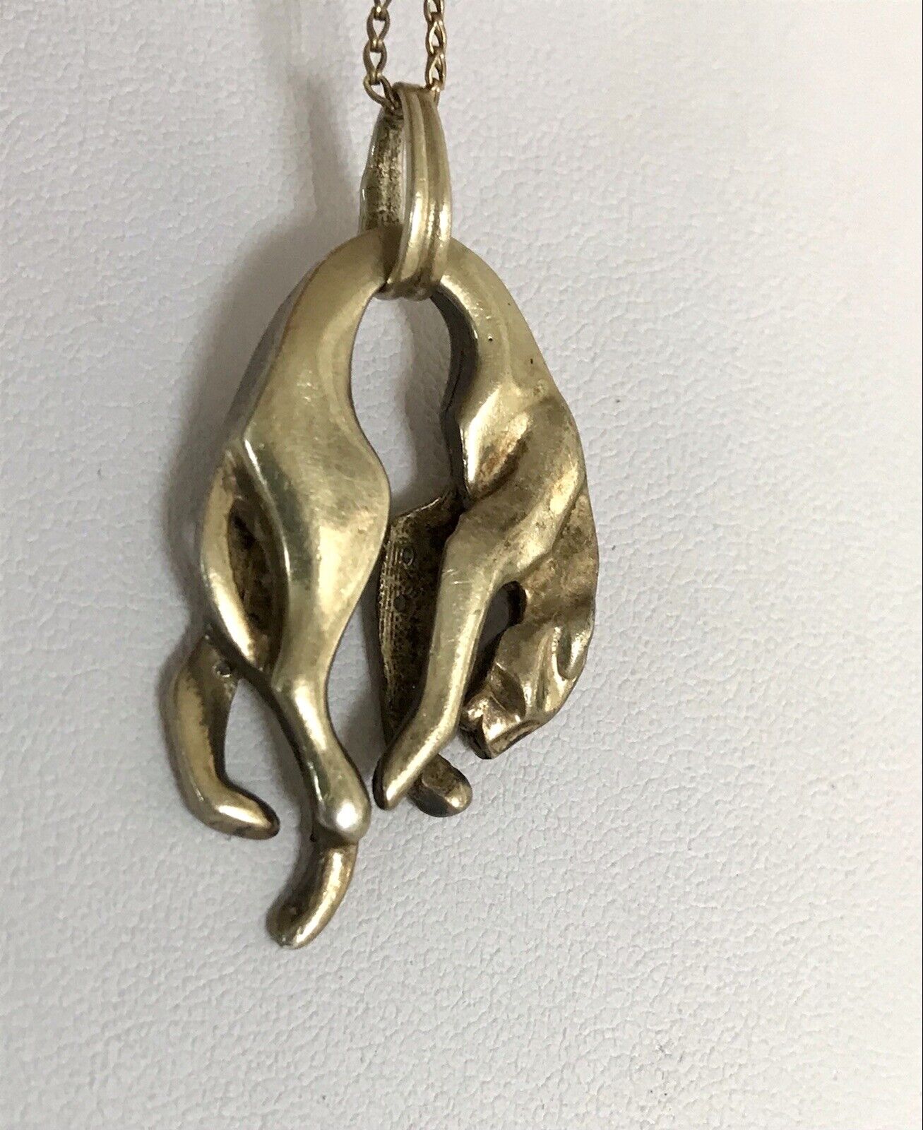 Vintage Edel groß Anhänger 925 Silber Super Design vergoldet hängender Panther