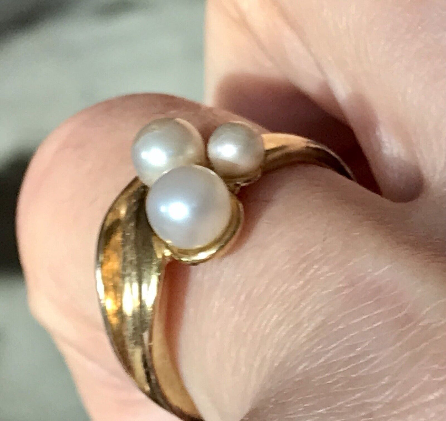 Majorica Edel DAMEN RING Perlen Gr.56 57 vergoldet 925 Silber