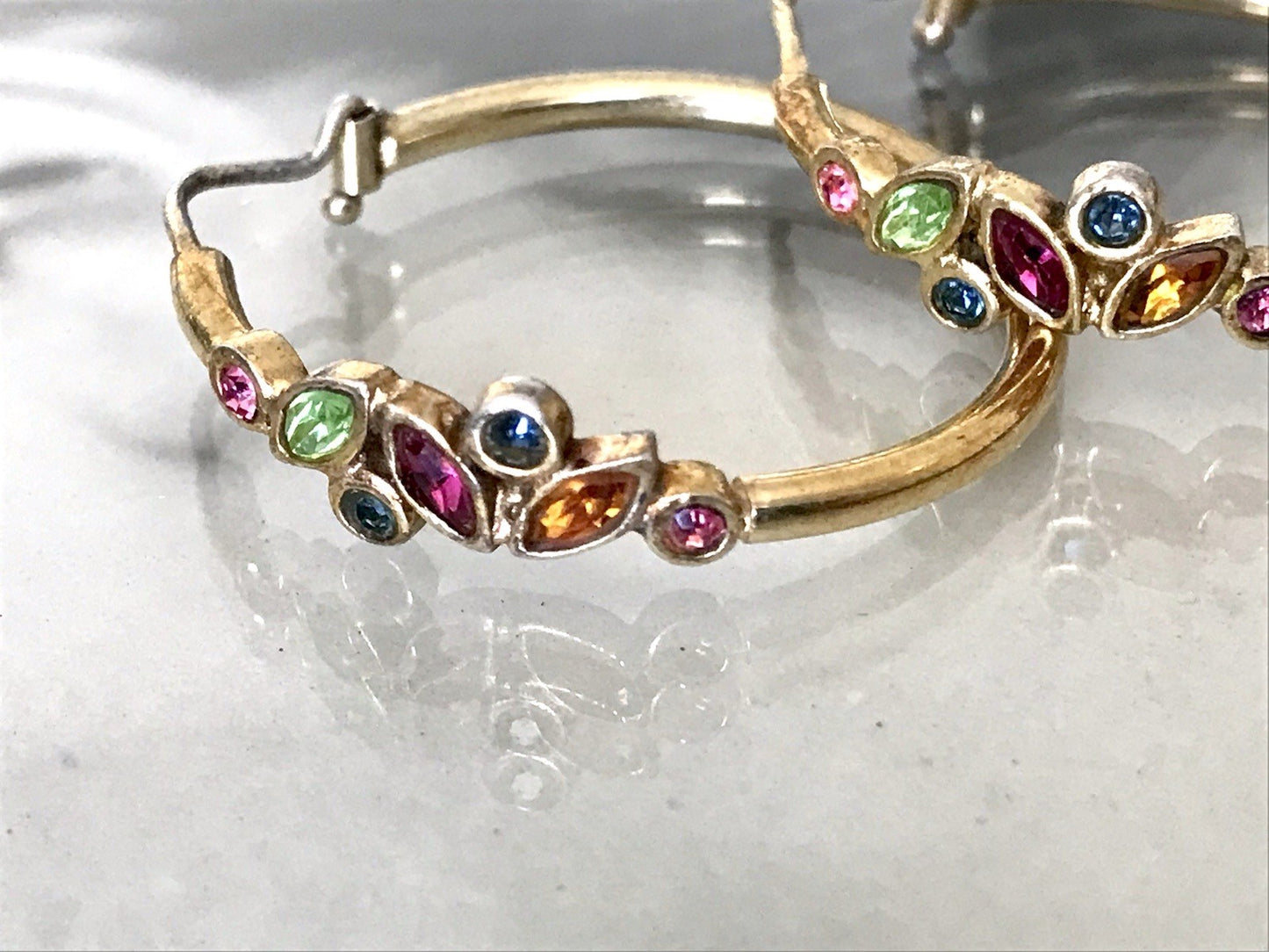 Creole Ohrringe Ohrstecker DAMEN Silber vergoldet gold Vintage Stil Edelsteine?