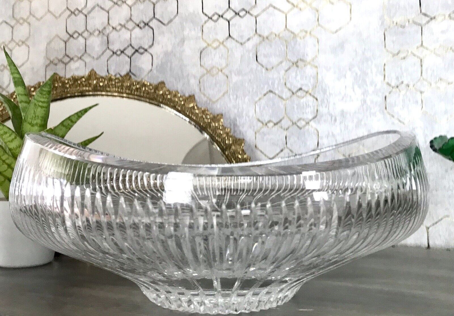 Vintage EDEL Bleikristall Schale Glasschale Kristallglas Glas Groß Schliff