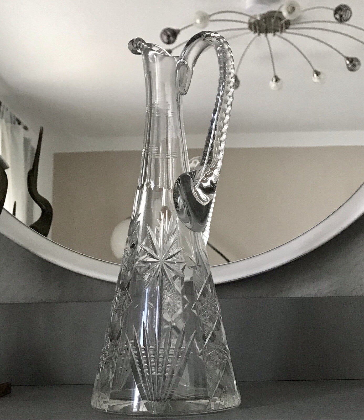 Antik Art Déco Schliff Dekanter Karaffe Kristallglas Bleikristall EDEL